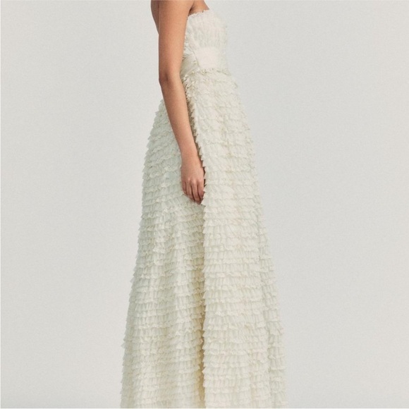 LOVESHACKFANCY STRAPLESS RUFFLE BEACH WEDDING DRESS SIZE 2 - Picture 12 of 13